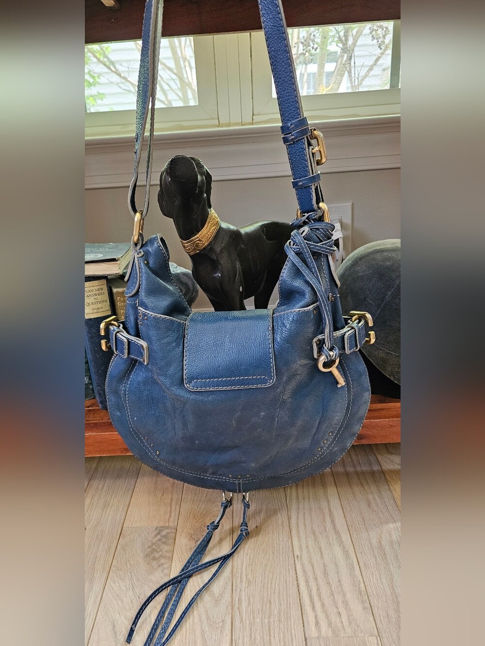 Authentic Chloe Paddington Shoulder Bag Lock/Key Beautiful Blue Leather! - Picture 5 of 14